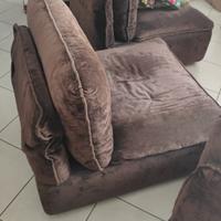 3 poltrone velluto marroni 