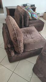 3 poltrone velluto marroni 