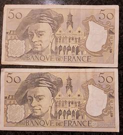 2 banconote 50 Franchi francesi del 1988