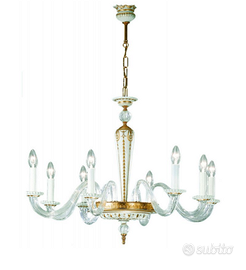 lampadario Mangani Lilium cristallo e porcellana