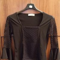 Maglietta nera con maniche a rete-taglia unica