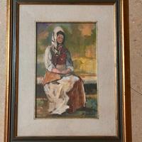 Quadro di Dino Brunori, donna seduta - 1983