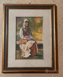 Quadro di Dino Brunori, donna seduta - 1983