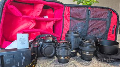 nikon d5300 wifi GPS kit borsa e obiettivi perfett