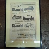 Bianchi auto moto bici pubblicità epoca