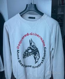 Felpa Dsquared2 bianca stampa Dobermann