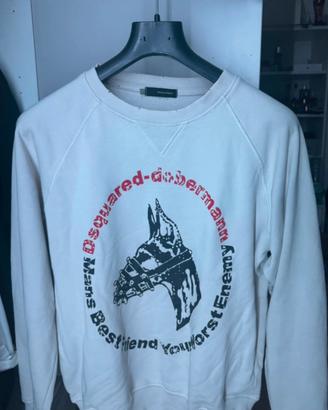 Felpa Dsquared2 bianca stampa Dobermann