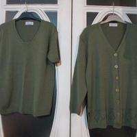 Nr. 1 twin-set verde nuovo in lana taglia XL