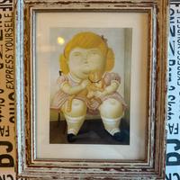 Stampa con cornice Botero “Ragazza con gatto”