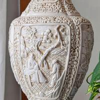 Lampada da tavolo vintage in gesso stile cinese