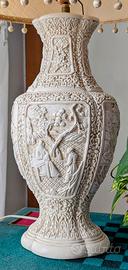 Lampada da tavolo vintage in gesso stile cinese