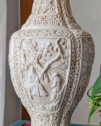 Lampada da tavolo vintage in gesso stile cinese