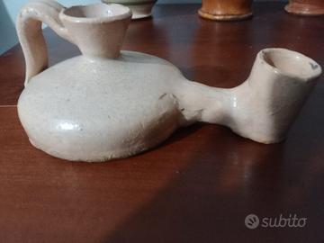 porta candela di terracotta antica 