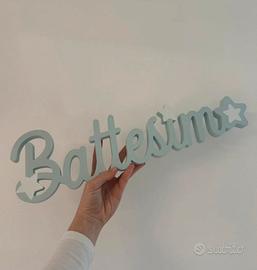 Scritta Battesimo in legno