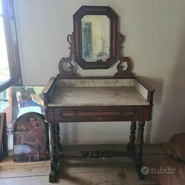 Console, Toilette di metà 800 in legno e marmo