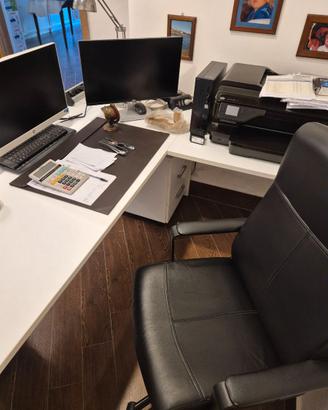 SCRIVANIA DA UFFICIO 180X80 + 80X80 con cassettier