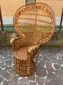 Poltrona in rattan vintage Emmanuelle