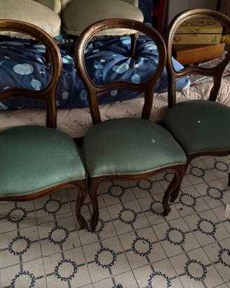 Set 3 sedie antiche in noce stile Luigi Filippo