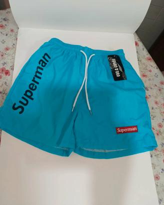 pantaloncini da bagno Superman di colore blu con c
