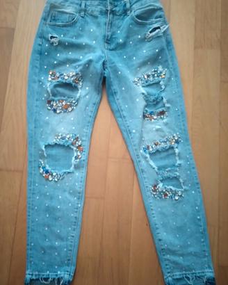 Jeans strappati con strass LIU JO
