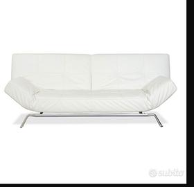 Ligne roset smala pelle bianco con cuscino divano
