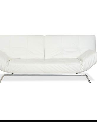 Ligne roset smala pelle bianco con cuscino divano