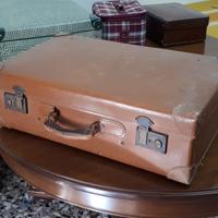 Valigia vintage 1900 cuoio e Fibra Vulcanizzata