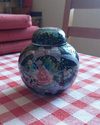 Vaso con coperchio Ginger Jar porcellana nera stil