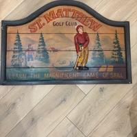 Targa in legno “St. Matthew Golf Club” vintage