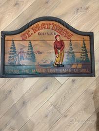 Targa in legno “St. Matthew Golf Club” vintage