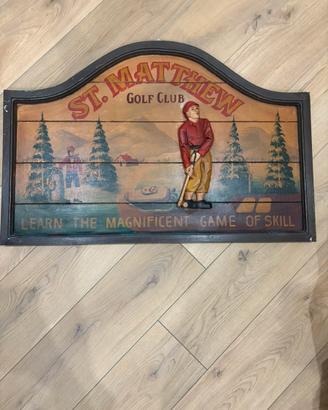 Targa in legno “St. Matthew Golf Club” vintage