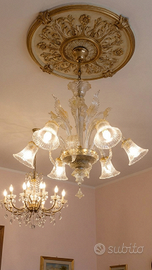 Coppia di Lampadari Vintage (Vetro Murano+Bronzo)