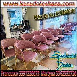 Sedie in Velluto e Strutture in Oro