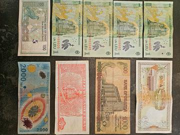 9 Banconote nazion straniere vintage da collezione