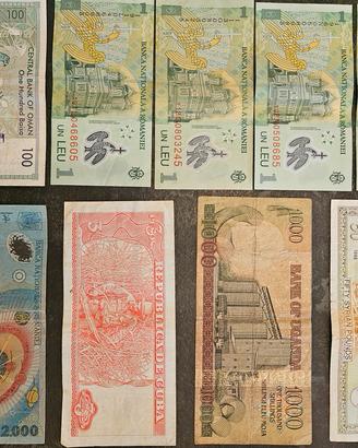 9 Banconote nazion straniere vintage da collezione