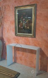 Console 100 cm in vetro temperato effetto marmo