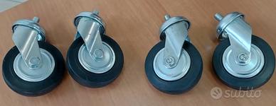 4 RUOTE GIREVOLI D80mm PERNO FILETTATO M10x15mm