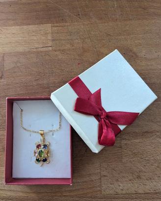 Collier Ciondolo tartaruga Bijoux zirconi color