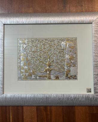 Quadro argentato albero della vita