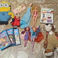 Lotto bambole, peluches e DVD 