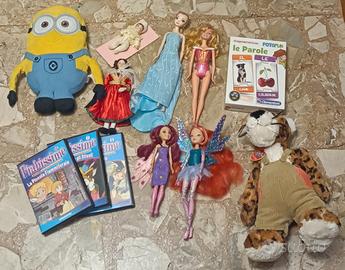 Lotto bambole, peluches e DVD 