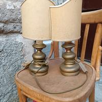 VECCHIE LAMPADA DA TAVOLO IN LEGNO E Tessuto