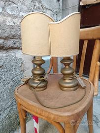 VECCHIE LAMPADA DA TAVOLO IN LEGNO E Tessuto
