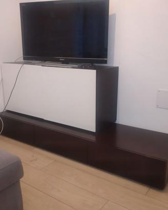 Mobile soggiorno modulare wengé bianco/rovere