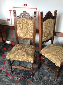 6 sedie di legno massello a trono stile fiorentino