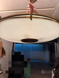 Lampadario in vetro satinato anni 50