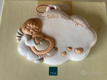 coccarda nascita Thun con angioletto beige