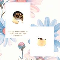 Anello oro rosa pietre blu