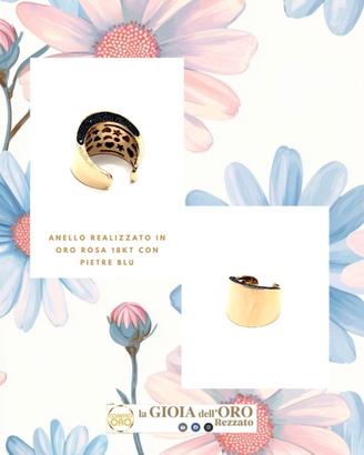 Anello oro rosa pietre blu