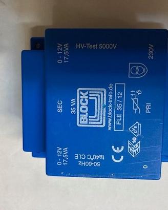 Trasformatore di sicurezza 12+12V 35VA marca Block